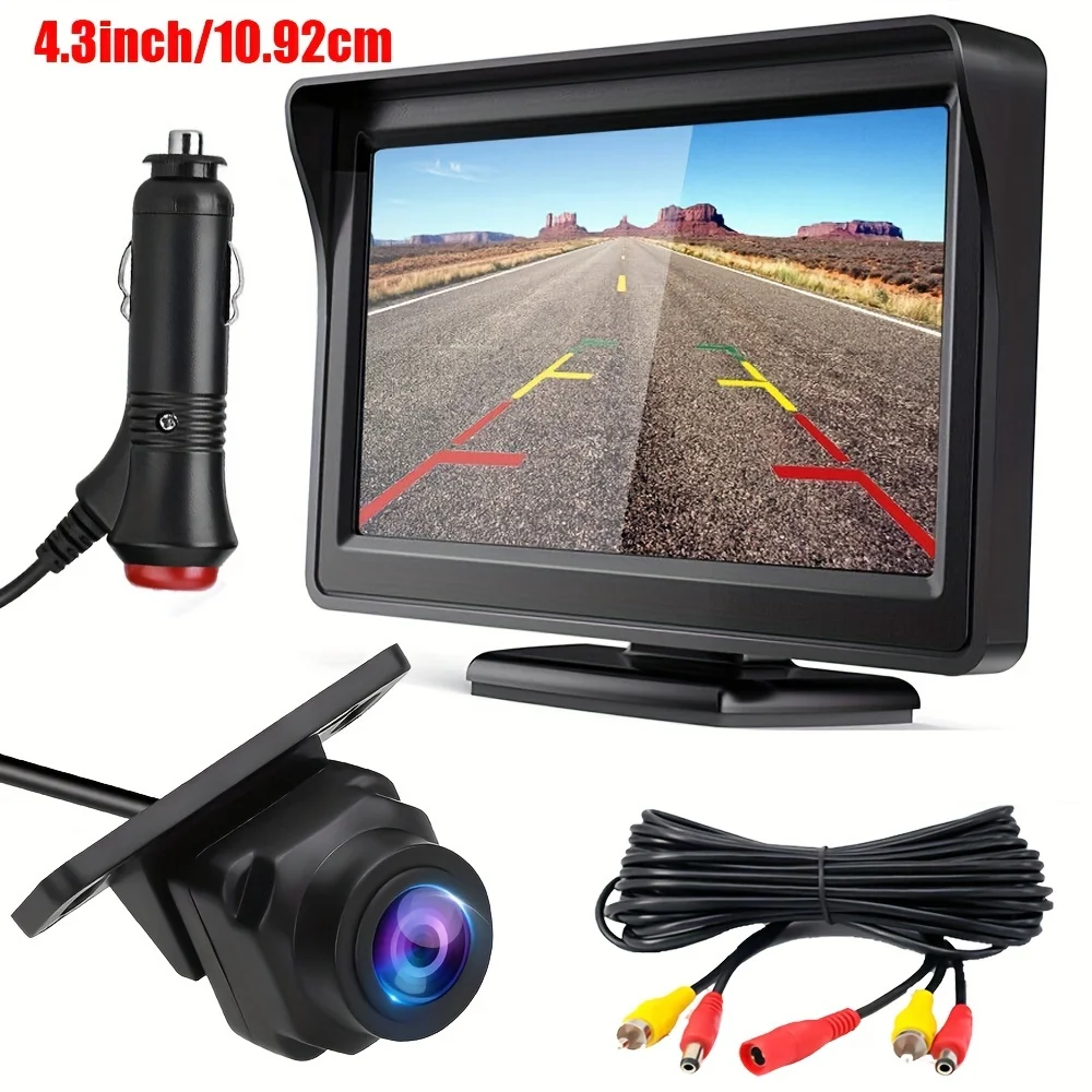 4.3INCH Car Plug Monitor Backup Camera Rear View HD Display Full Set Parking System for Pickup vehicle RV Easy Installation