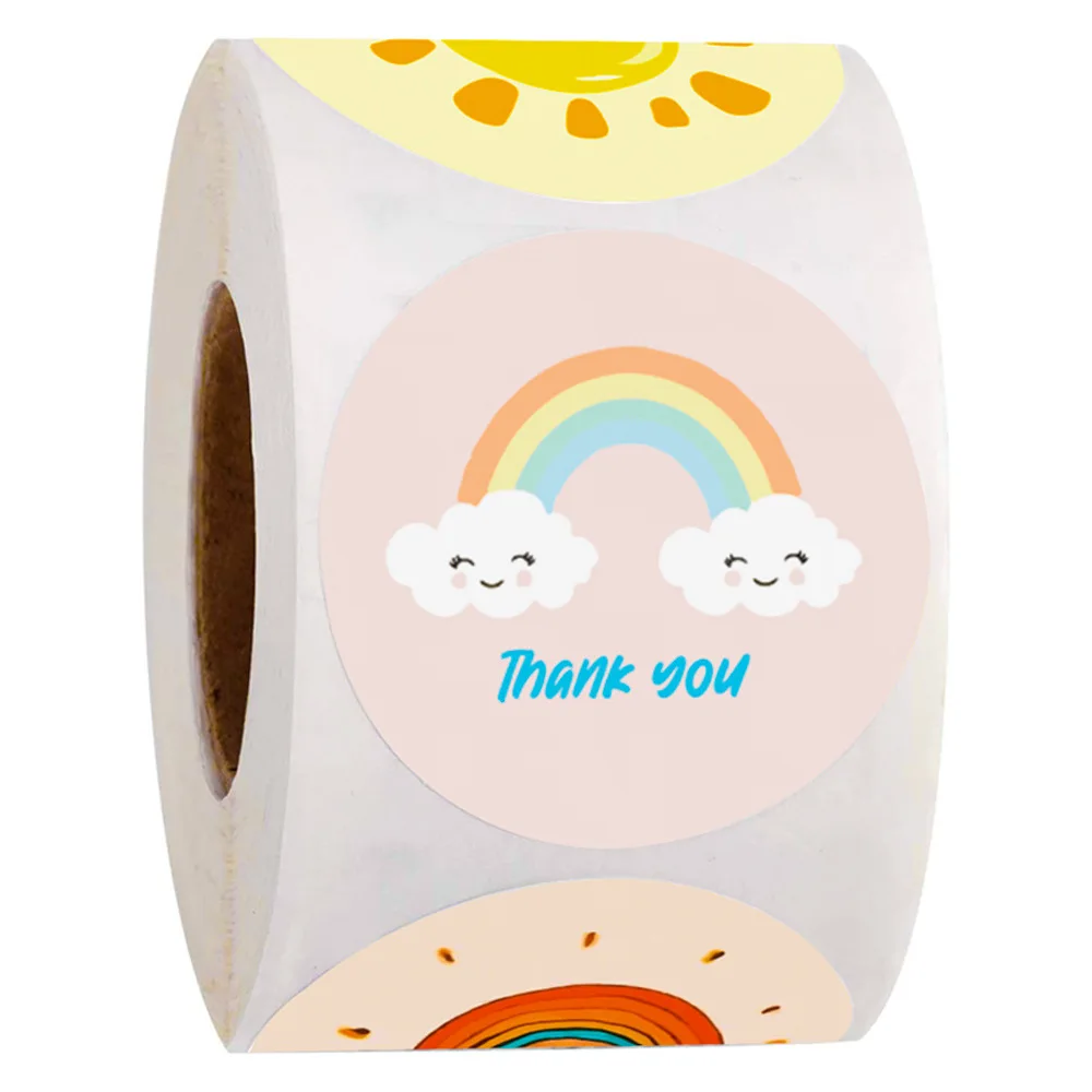 100-500PCS Cute rainbow grazie sticker seal label round flower multicolor label sticker adesivo di cancelleria fatto a mano