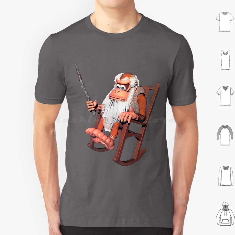 Camiseta de gran tamaño con estampado de Cranky Kong, 100 % algodón. Cranky Kong, Donkey Kong.