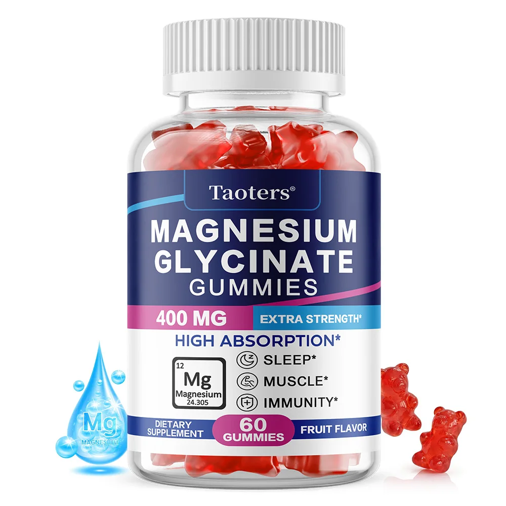 Magnesium Glycinate Gummies 400mg for Adults | High Absorption Magnesium Supplement, Body Support, Sleep and Relaxation