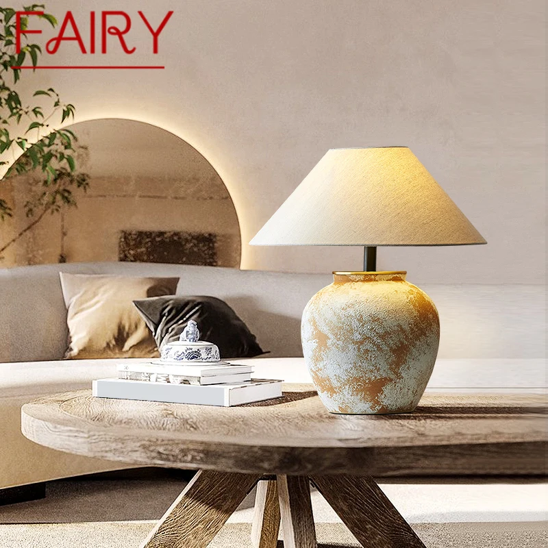 

FAIRY Nordic Ceramics Table Lamp Modern Art Living Room Bedroom Study LED Originality Brass Desk Light