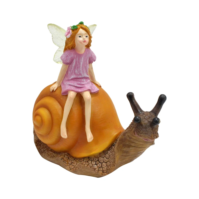 Snails Flower Fairy Statue Resin Figurine Ornament,Garden Sculpture For Outdoor Garden Yard Lawn Home Decor