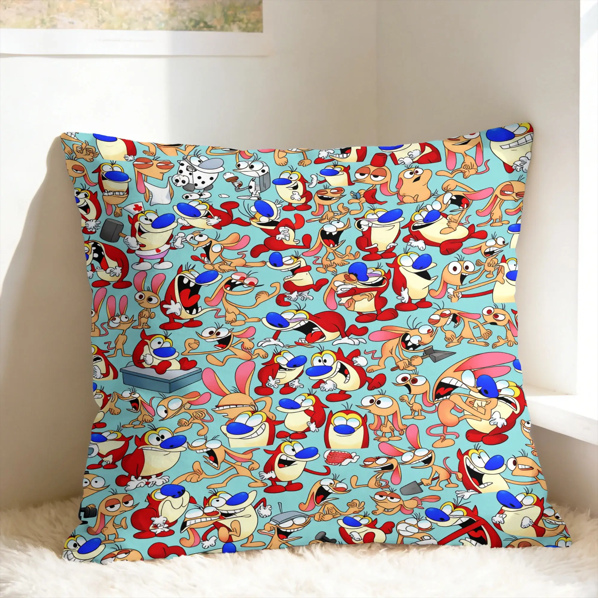 Pillow Cover R-Ren & S-Stimpy Show  Fashion Pillow Case For Sofa Home Decor Pillowcases