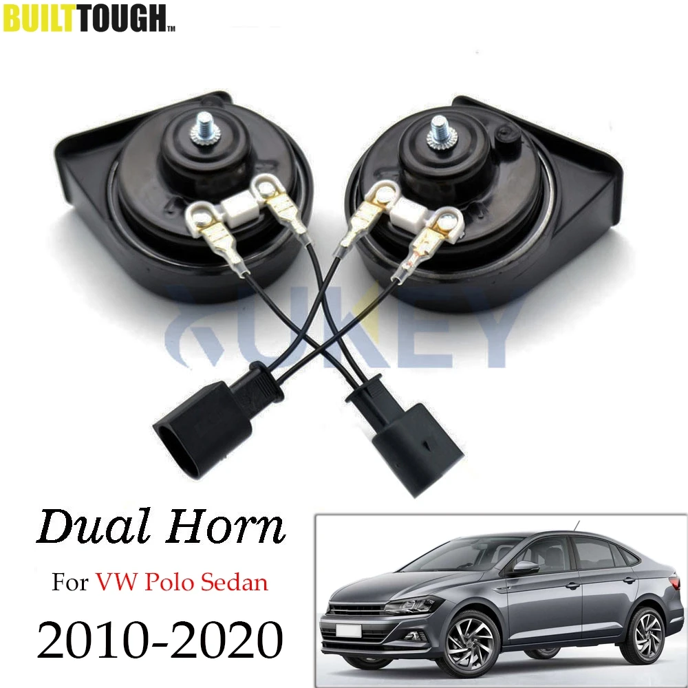 2Pcs/set Car Snail Horns 12V 110-125db 410/510Hz Waterproof High Low Pitch Auto Horn For VW Polo Sedan / Vento 2010 - 2017