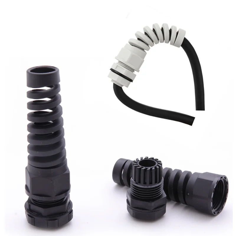 5PCS IP68 waterproof M12 PG7 / PG9 / PG11 cable seal sleeve connector plastic screw stress protector 3-6mm anti-bending