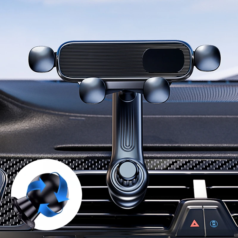 Car Air Vent Phone Holder Gravity Telescopic Phone Mount Stable 360-Degree Rotation Air Outlet Smartphone Support for 4.7-7 Inch