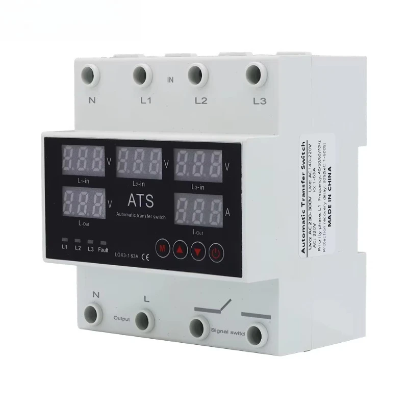 

3 Phase 3P+N Din Rail Voltmeter Ammeter Adjustable Over and Under Voltage Current Limit protection Monitor Relays Protector
