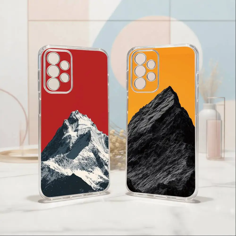 

Snow mountain Phone Case Transparent Silicone Soft For Samsung S25,S24,S21,S22,S23,S30,Ultra,S20,Plus,Fe
