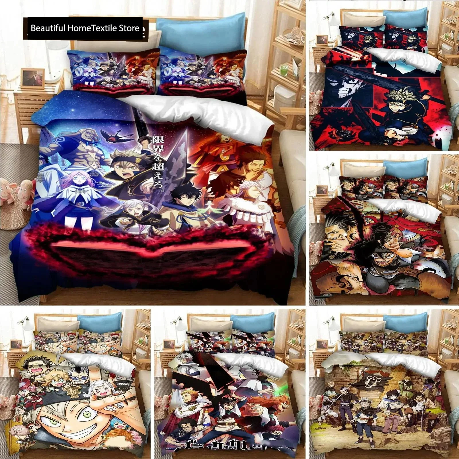 

Anime Black Clover Asta Bedding Set Duvet Cover Bedroom Comforter Covers Single Twin King Size Quilt Cover Home Textile