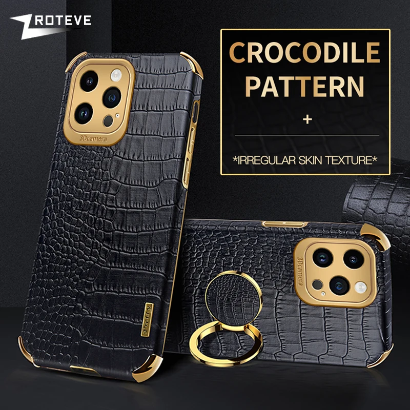 For iPhone15 Pro Max Zroteve Crocodile Leather Plating Silicone Cover For iPhone 15 14 13 12 11 iPhone13 Mini iPhone14 Plus Case