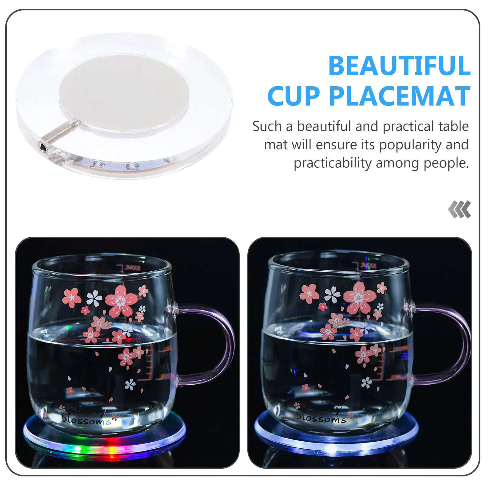 

Acrylic LED Glowing Placemat Creative Rechargeable Desktop Coaster Decorative Cup Mat for Home Bar Restaurant Party Use