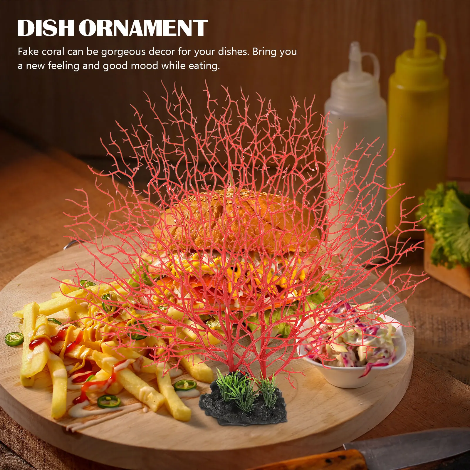 

Artificial Coral Decoration Delicate Tray Sushi Decorations Plate Tableware Supply Restaurant Flowers Fake Cold Dish nament