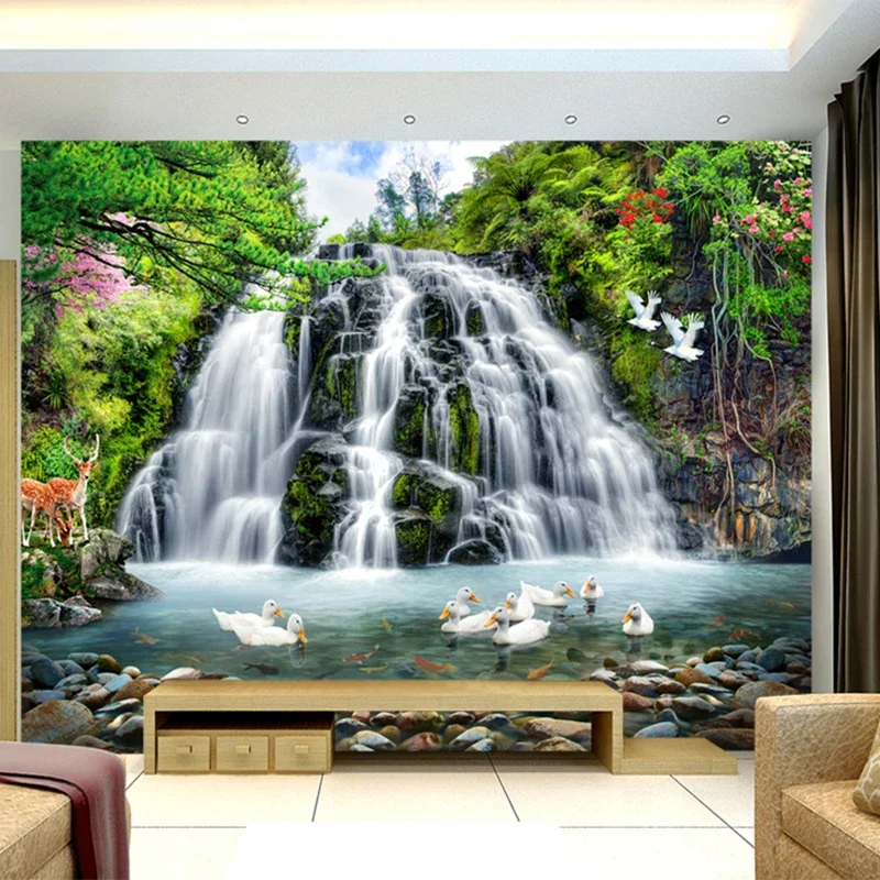 

Custom Murals Wallpaper 3D Stereo Waterfalls Landscape Photo Wall Cloth Living Room Bedroom Home Decor Waterproof Wall Paper 3 D