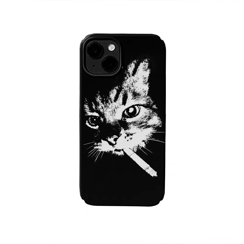 

INS Black Bad Cat Phone Case for IPHONE 17 Air 16E 15 PROMAX 14 Plus 13 12 MINI 11 PRO 16Plus XR XS MAX SE Acrylic Phone Cover
