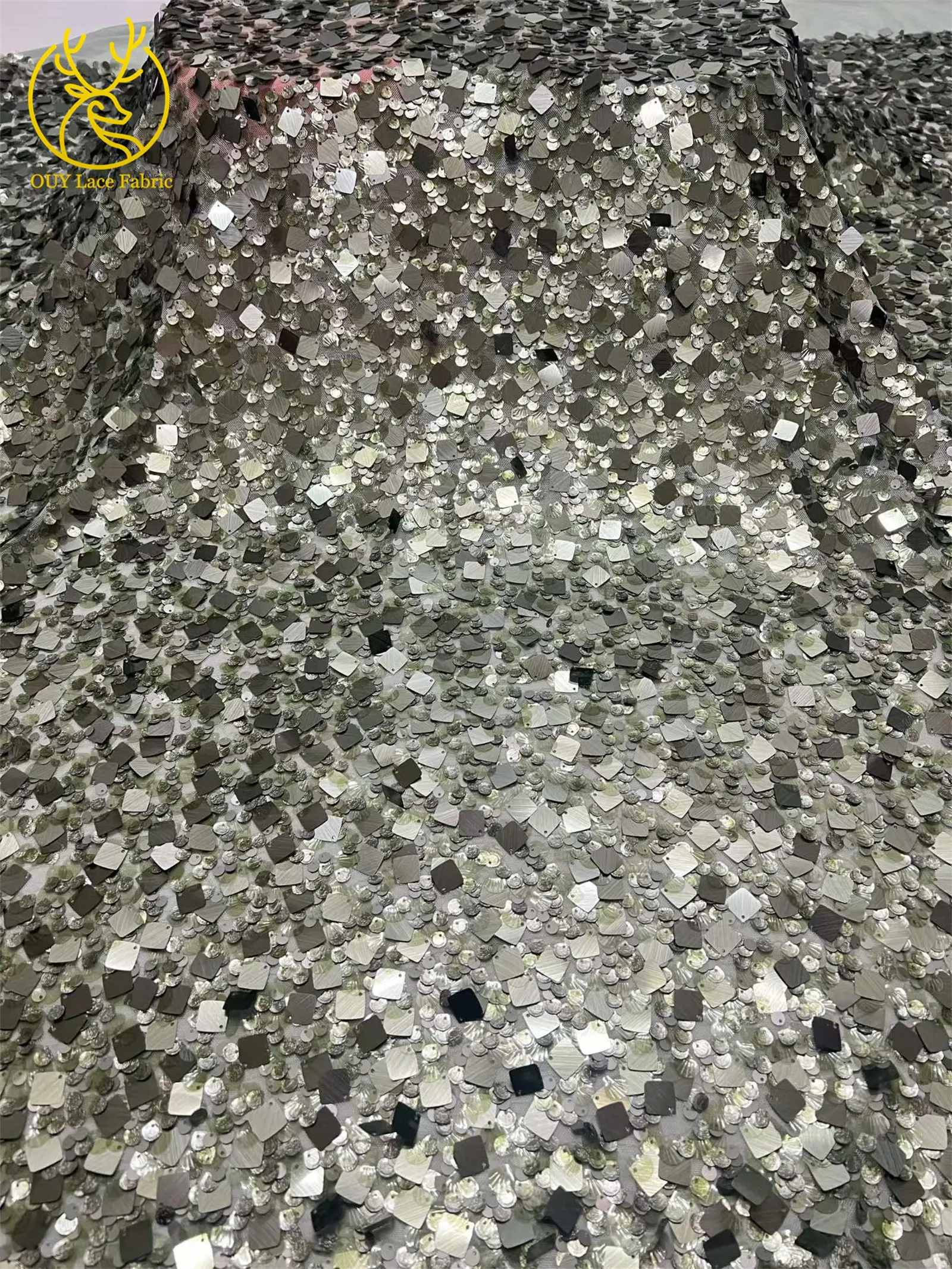 Neuer Stil, hochwertiger Tüll-Pailletten-Spitzenstoff, 2026, luxuriöser afrikanischer Spitzenstoff für nigerianische Hochzeiten, Abendkleider, Nähen, 5 Yards – Detail 21