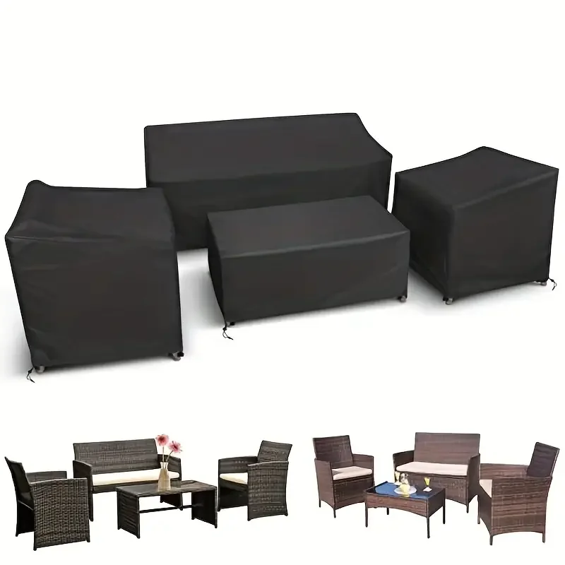 4pcs/Set Patio Furniture Covers, Heavy Duty Waterproof Outdoor Furniture Covers, Rattan Outdoor Furniture Windproof