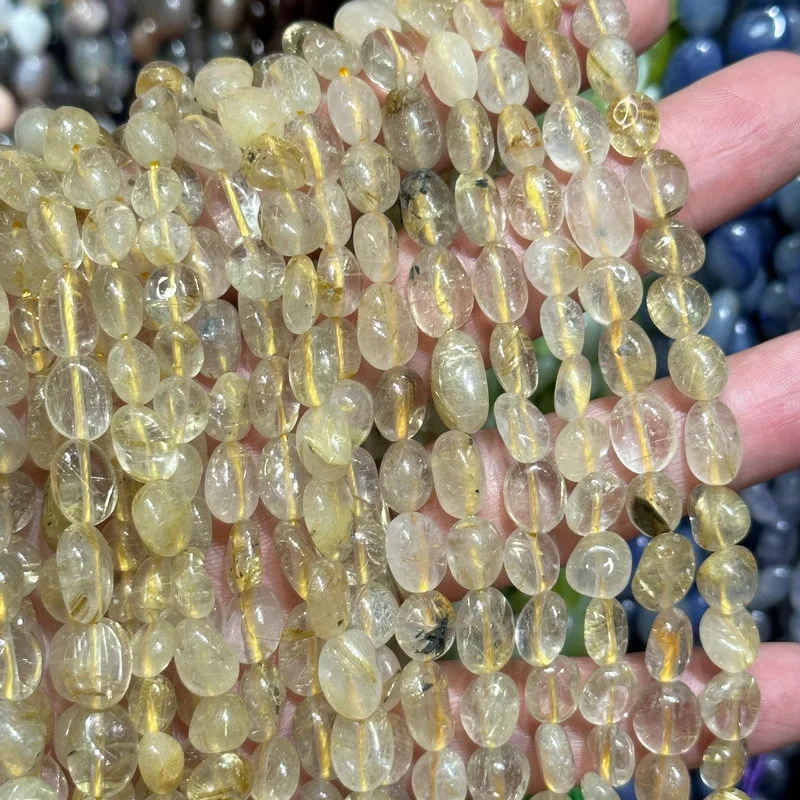 

2 Strands Natural Genuine Rutile Quartz Irregular Loose Beads