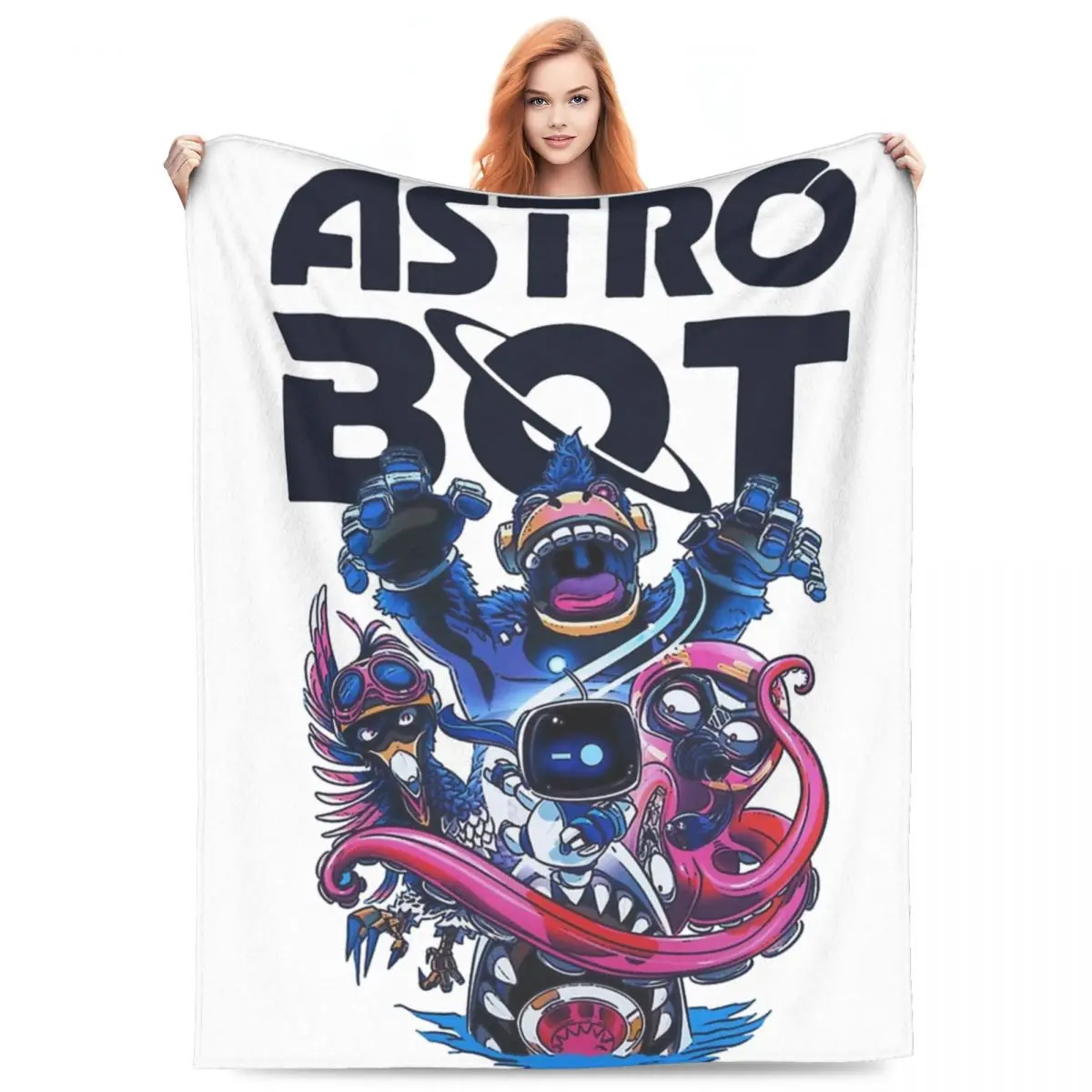 Couverture de jeu Astrobot à motif Astros, en velours imprimé, multifonction, Super chaude, pour literie, couvre-lit de canapé