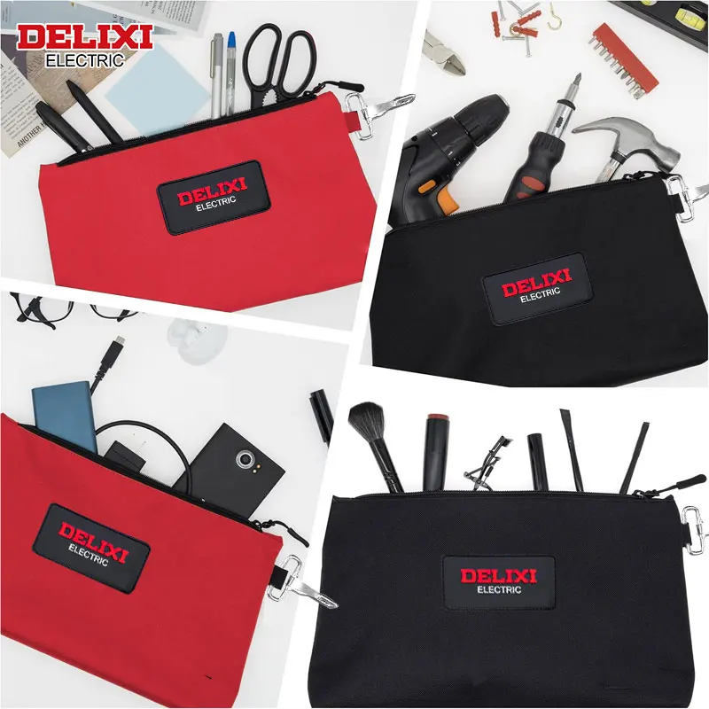 Bolsa de ferramentas elétrica DELIXI com zíper, bolsa de armazenamento pequena de 13,39 polegadas * 7,09 polegadas, bolsa de acabamento de armazenamento multiuso prática, bolsa de trabalho