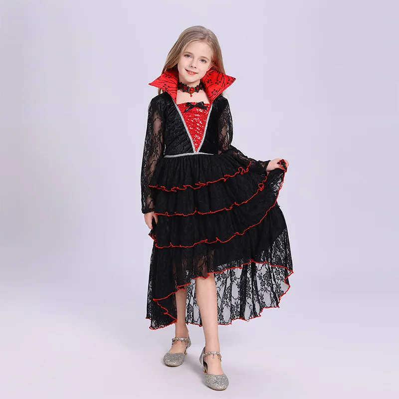 キッズハロウィン魔女コスチュームヴァンパイアコスプレ衣装ゴシックロールプレイドレス女の子パーティー着用