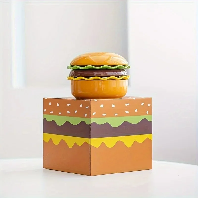 

Керамический набор посуды для гамбургеров, тарелка, миска, наполнитель с рисовым салатам и другими продуктами питания, идеально подходит для праздников и повседневного использования