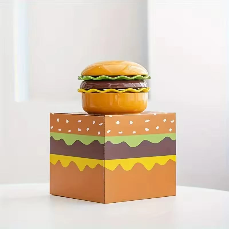 Ceramic Hamburger Dinnerware Set Plate Bowl Fill Up With Rice Salad And More Food Enough Perfect For Holidays With Everyday Use