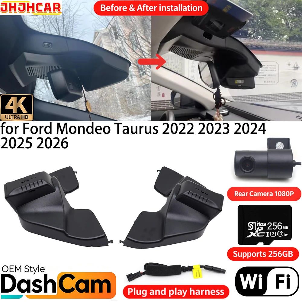 for Ford Mondeo Taurus 2022 2023 2024 2025 2026 Plug & Play Wifi DVR 4K Dash Cam Front Rear Camera Night Vision Video Recorder
