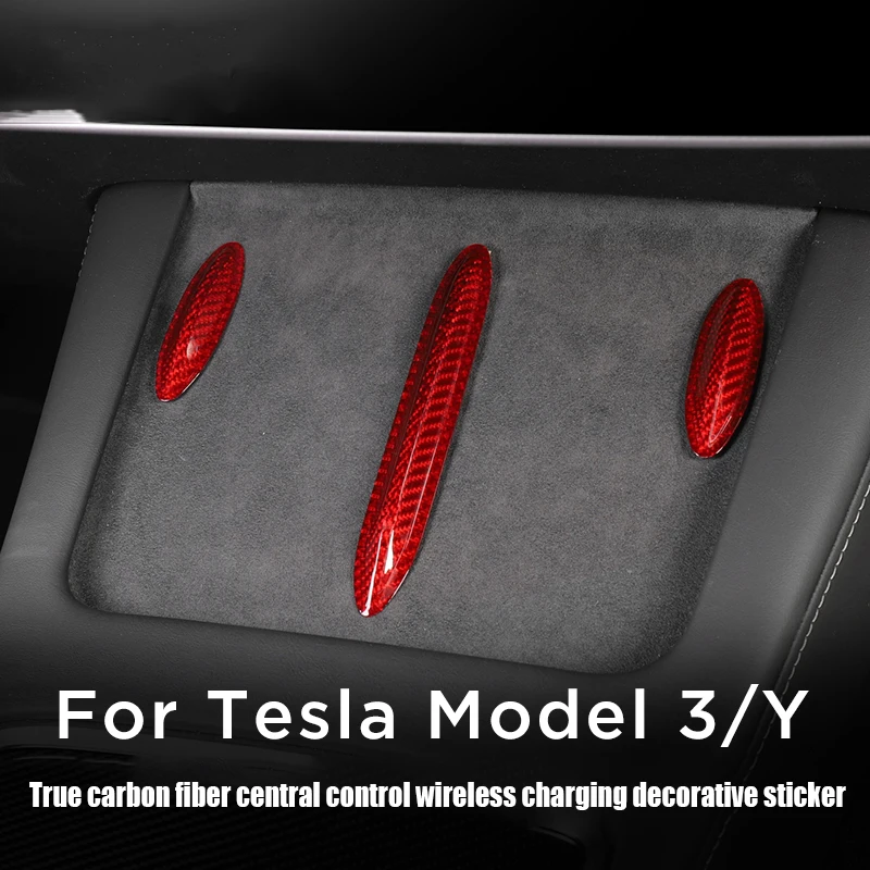 For Tesla Model 3/Y true carbon fiber central control wireless charging and decoration patches,interior modification accessories