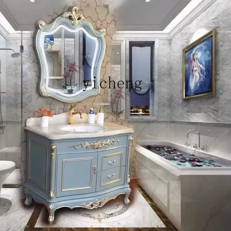 ZF Light Luxury Smart Mirror Bathroom Cabinet Oak Combination Bathroom Bathroom Cabinet Hand Washing Washbasin Washstand