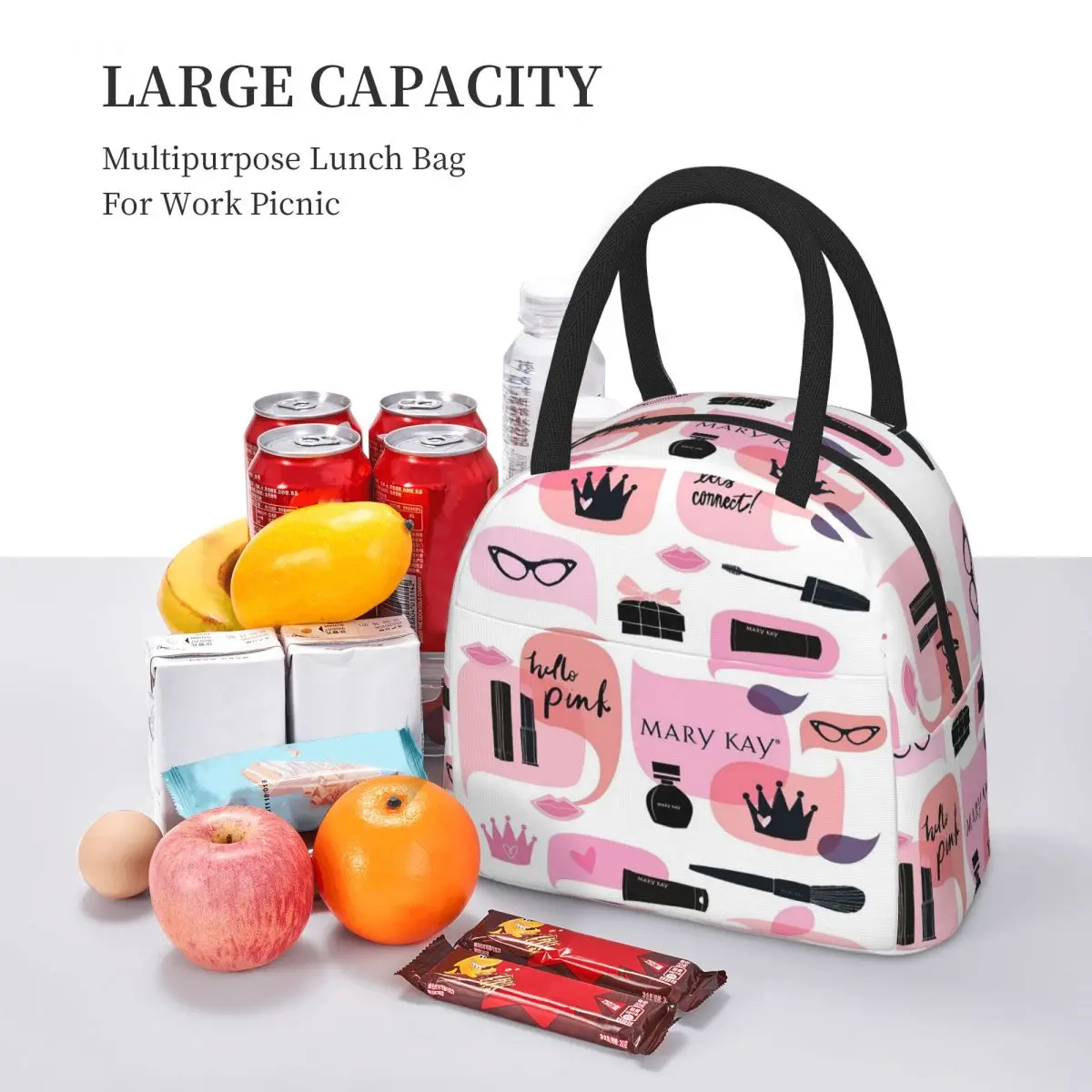 Bolsa térmica para almoço da Mary Kay Cosmetics, para crianças, escola, caixa térmica para alimentos, recipiente portátil para lanche