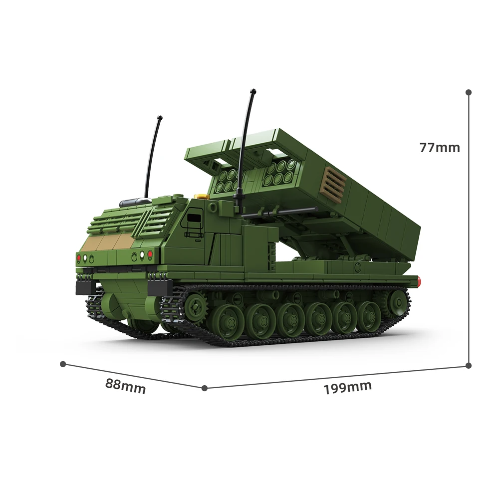 World War Army Military Soldiers M270 Multiple Rocket Launcher Armored Vehicle Building Blocks Bricks Education Model DIY Toy
