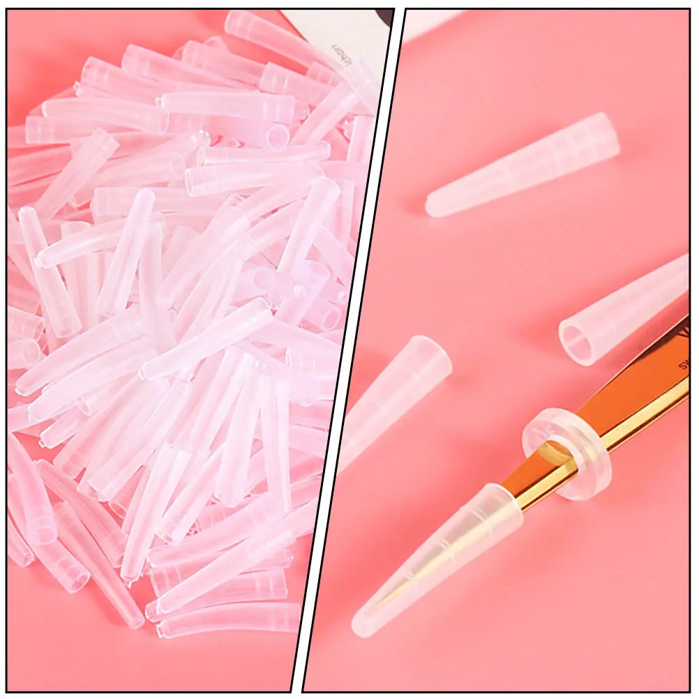 1 Set Of Eyelash Extension Tweezers Caps Small Portable Dust-Proof Non- For Beauty Salon Cosmetology School Home Use