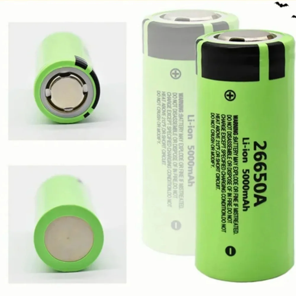 High Quality 26650 Lithium Ion Rechargeable Battery 5000mAh 3.7V 20A with Charger for LED Flashlight