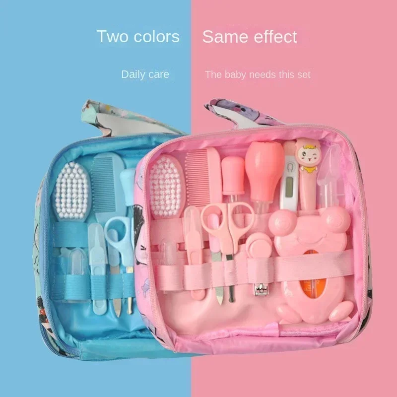 Baby Care Bag Set Baby Nasal Aspirator Nail Scissors 13-piece Cartoon Set Daily Cleaning Supplies Care Package