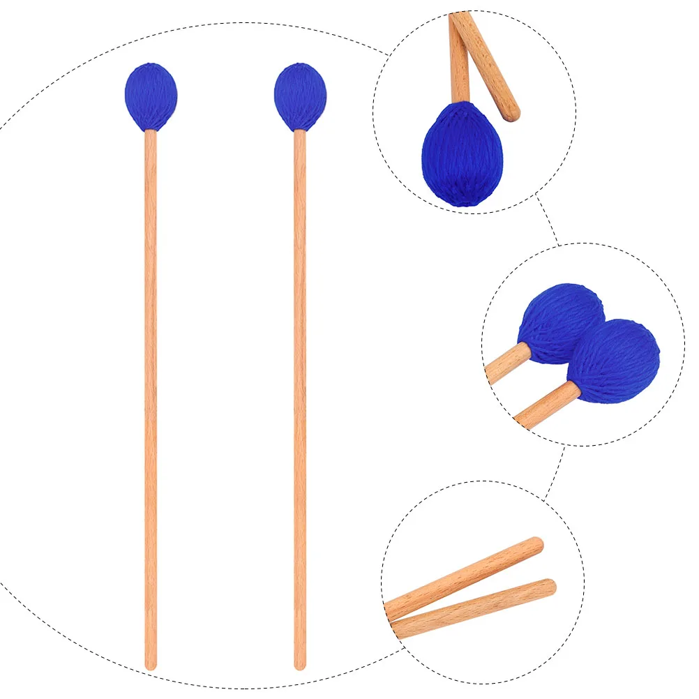 

2pcs Marimba Hammer Drumsticks Wool Head Percussion Mallets Wood Handles Instrument Accessories Durable Reliable