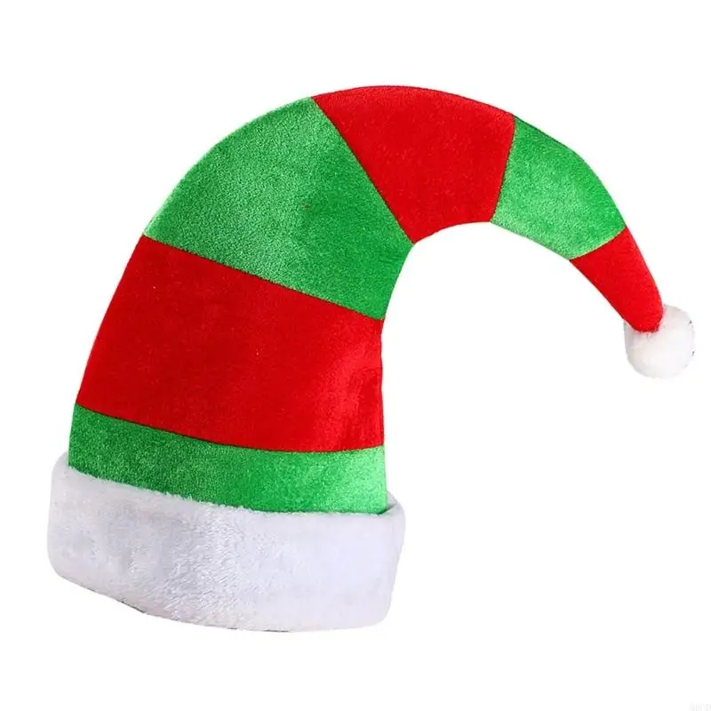 M6CD เทศกาลหมวกซานต้าโค้งหมวกคริสต์มาสพ่อคลาสสิกสำหรับสวมใส่กิจกรรมครอบครัว