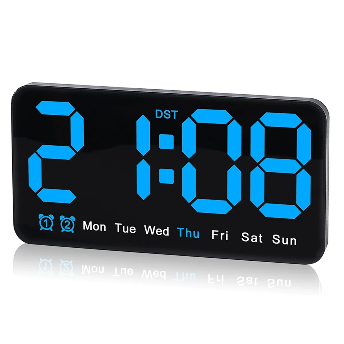 Large Digital Wall Clock,9.5 Inch,Led Alarm Clock with Big Digits,,for Living Room Bedrooms Classroom Decor Blue