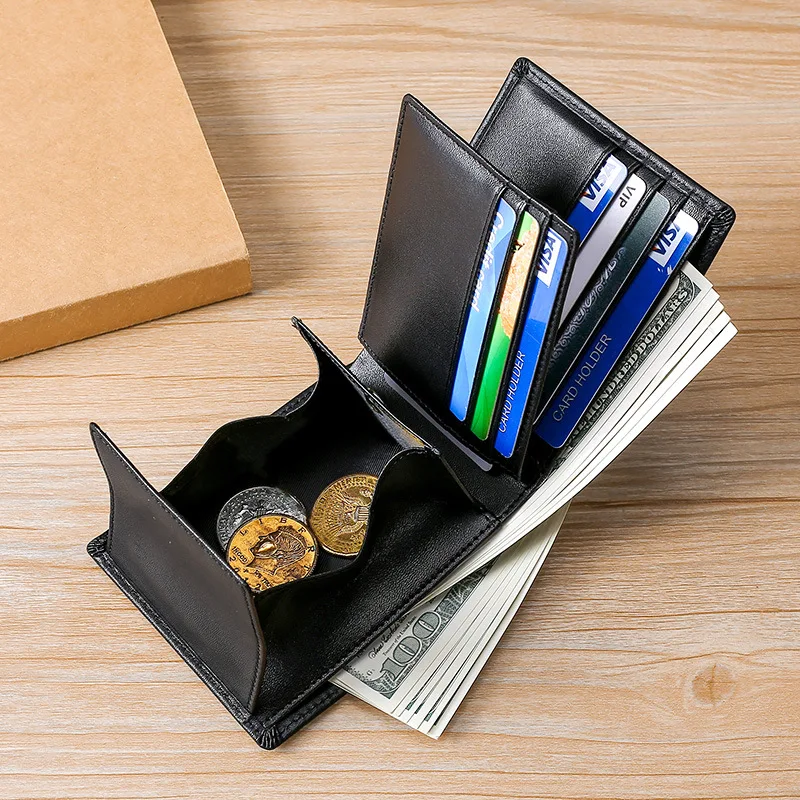 Men Genuine Leather Card Holder Business Large Capacity Card Wallet Luxury Cowhide Coin Purse Money Bag
