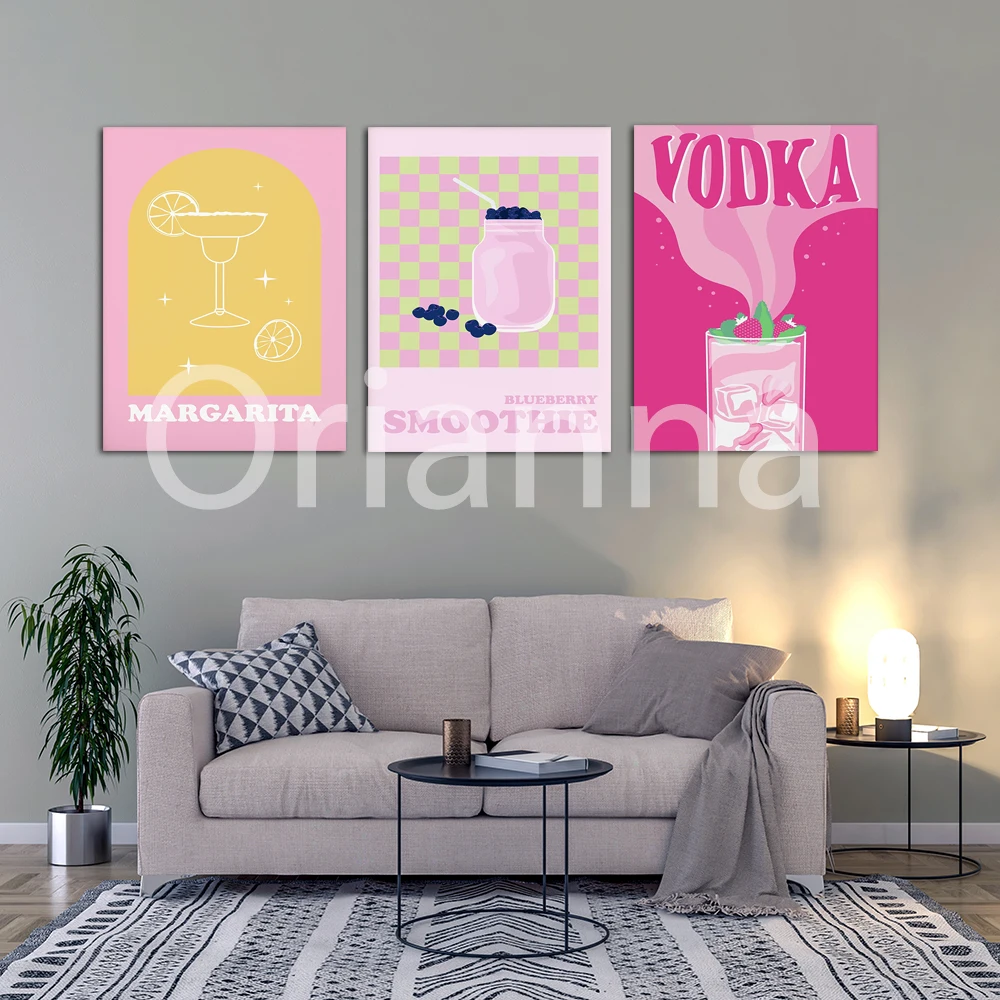 Tequila Trendy Retro Print,Yellow Tequila Cocktail Print,Colorful Boho Wall Art Poster,Printable Bar Art,Bar Prints Modern Retro