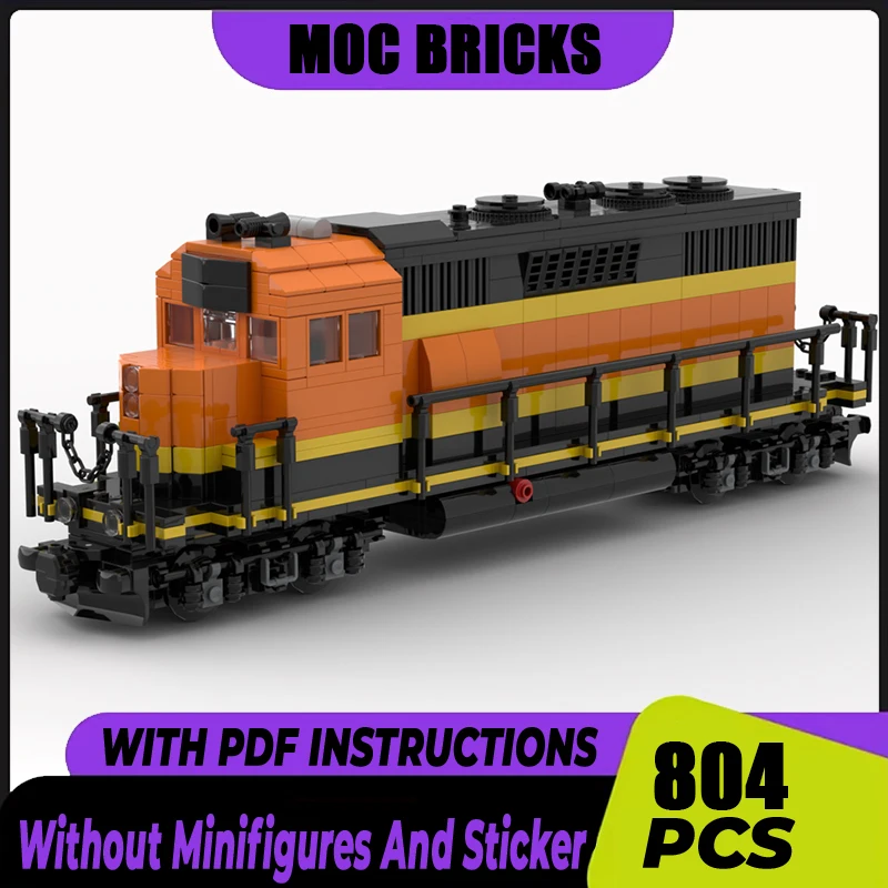 Train Model Moc Building Blocks BNSF EMD GP38-2 Train Engine Model Technology Bricks DIY Assembly Holiday Toy Construction Gifts