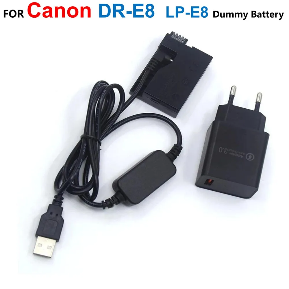 

DR-E8 LP-E8 Dummy Battery+ACK-E8 Power Bank Adapter USB Cable+Charger For Canon EOS T2i T3i T4i T5i 550D 600D 650D 700D X4 X5 X6