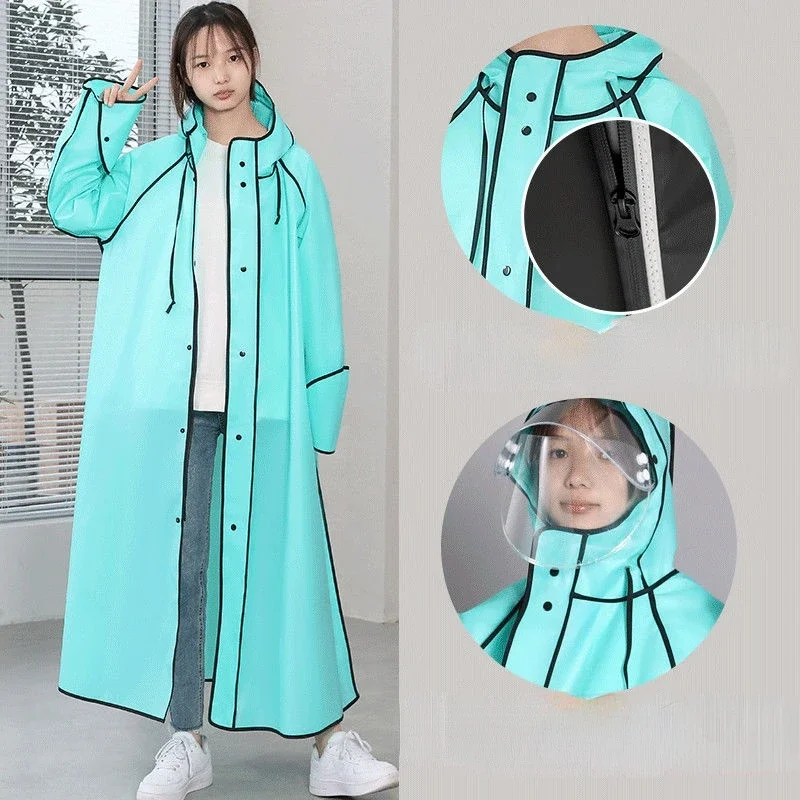 High Quality 1PC EVA Unisex Raincoat Thickened Waterproof Rain Coat Women Men Cute Pink Black Camping Waterproof Rainwear Suit