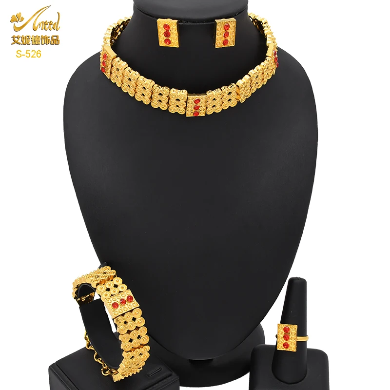 Aniid Parure de bijoux florale dorée 6 pièces 7