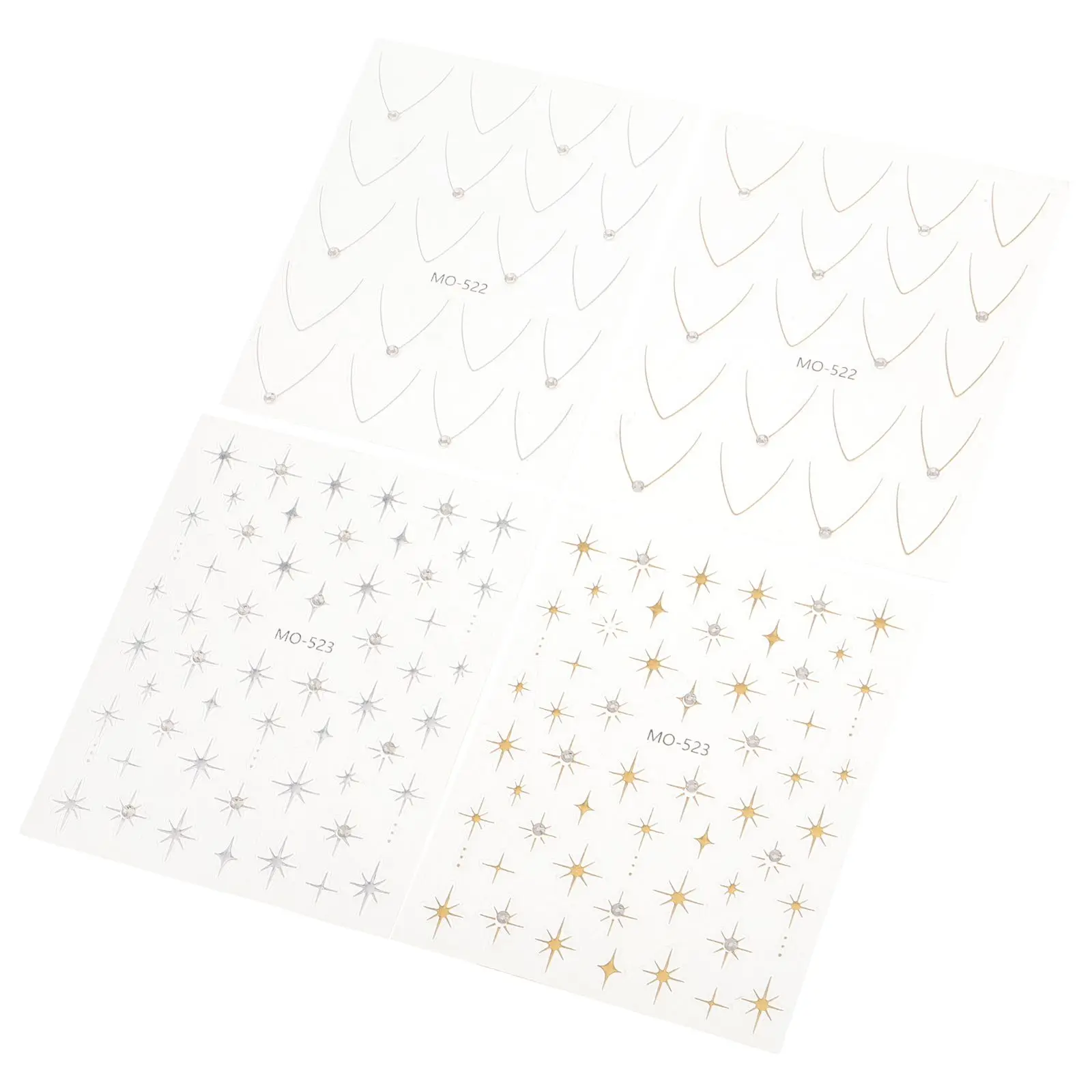 

4 Pcs Nail Stickers French Tip Rhinestone Plastic Glitter Decals Star Moon Jewelry Nail Stickers Decals Glitter