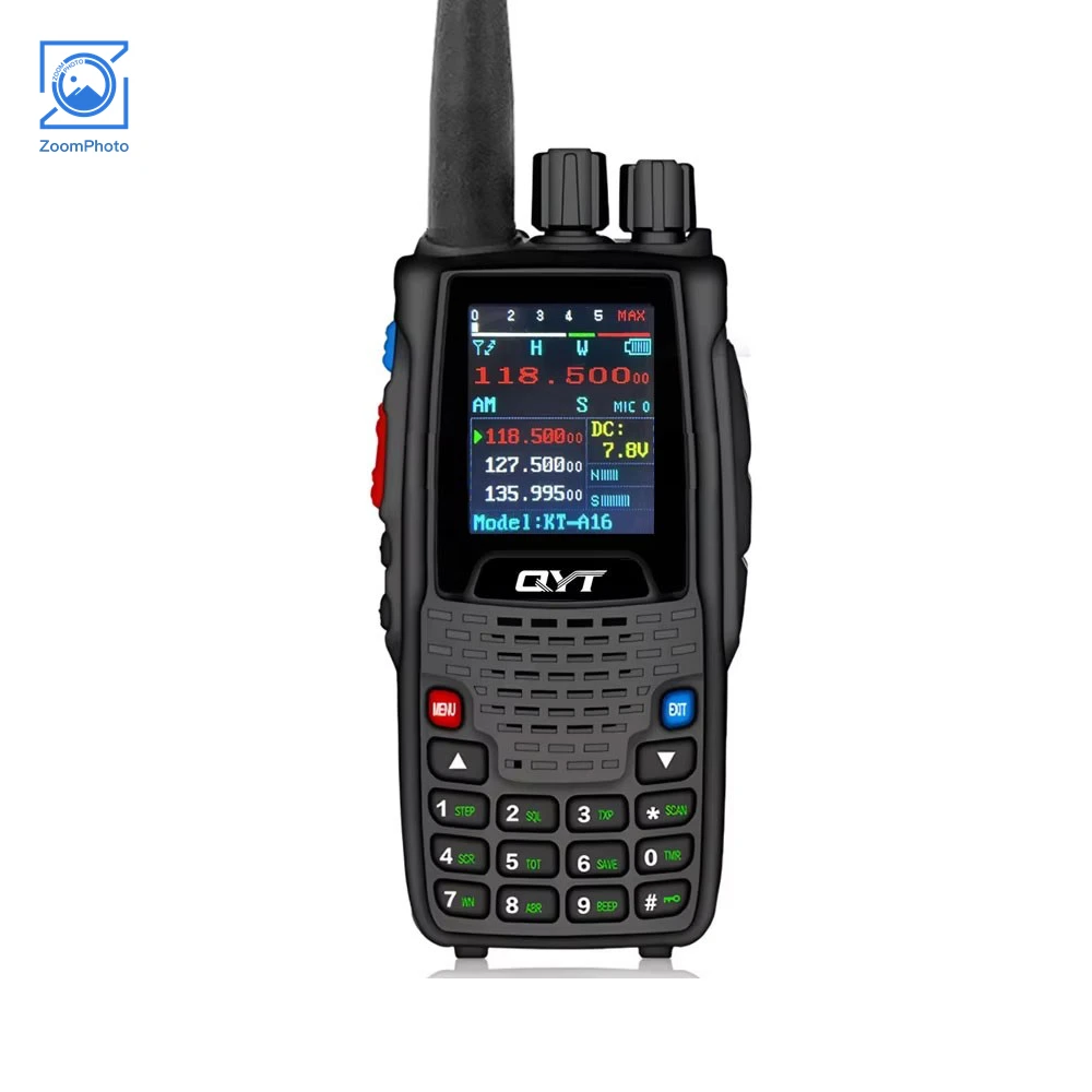 QYT KT-A16 AM Radio Transceiver 118.000-136.999MHz 6W 200-Channel Walkie Talkie with 1.77-Inch TFT Color Screen