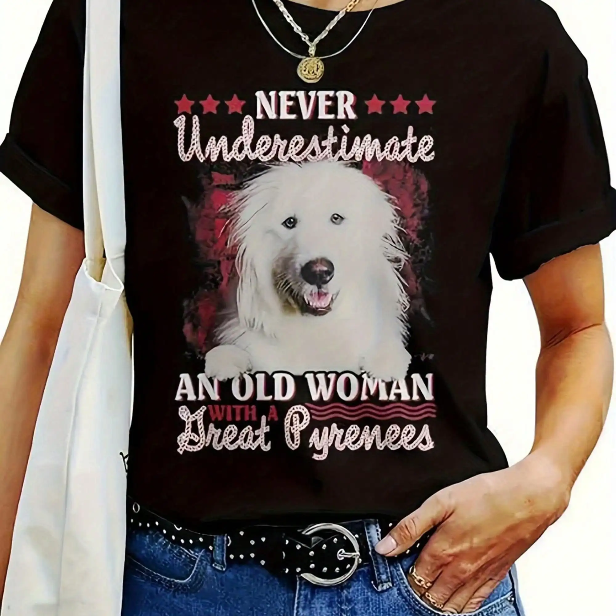 Women's Black Great Pyrenees Dog Lover T-Shirt - 