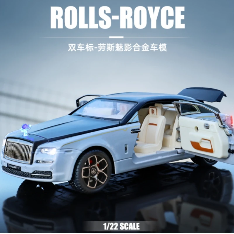 레이스 만소리 다이캐스트 1:24 합금 자동차 롤스로이스 다이캐스트 장난감 차량 자동차 모델 소리와 빛 풀백 자동차 장난감 선물