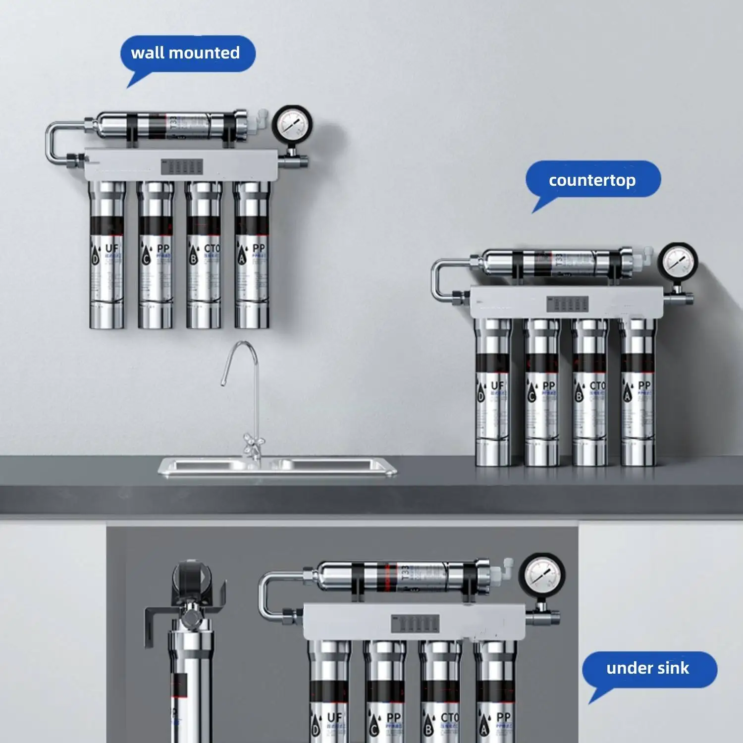 Eire purificador de água de ultrafiltração de 5 estágios com display inteligente led purificador de água potável direto doméstico de cozinha
