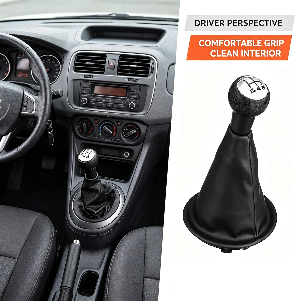 Upgrade Gear Shift Knob + Gaiter For Citroen Berlingo Peugeot Partner 2008-2022 5 Speed Manual PU Leather Durable Cover