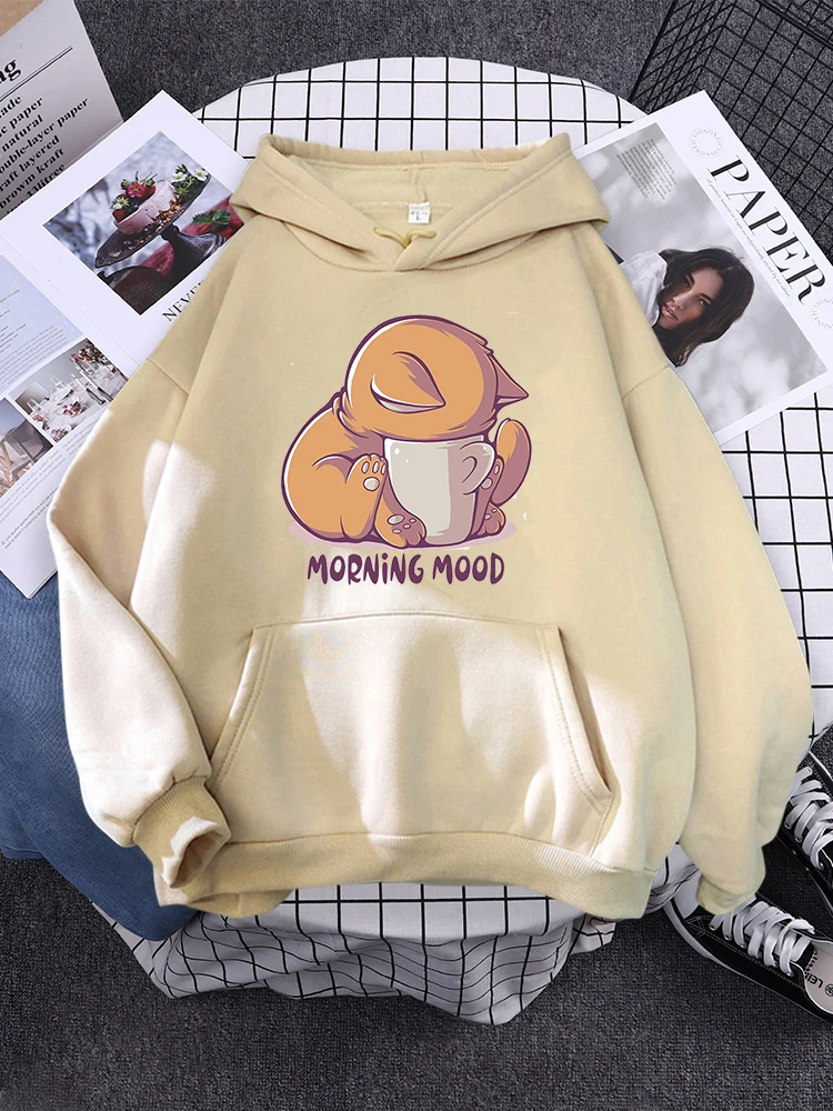 

Hoody Kawaii Cat Cartoon Print Woman Sweatshirt With Hooded Harajuku Loose Womens Hoodie Korean Fashion Female Clothes